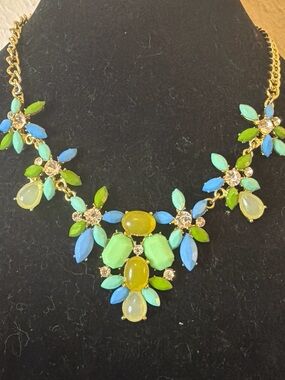 Vintage J. Crew Cabochon Floral Cluster Statement Bib Necklace